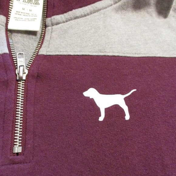 PINK Victoria Secret Woman Medium Red Gray Warm Long Sleeve Pullover Sweatshirt - Picture 3 of 10